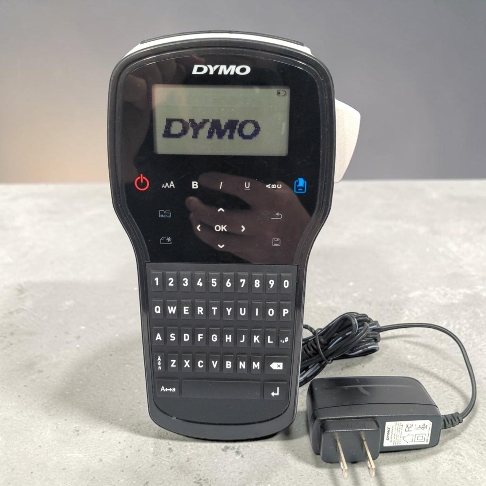 DYMO LabelManager 280 Label Maker Handheld Rechargeable Black Silver AC Adapter